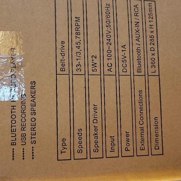 TE 2017 Model Record Player Bluetooth Turntable 3 speed built in speakers New… - Picture 6 of 7